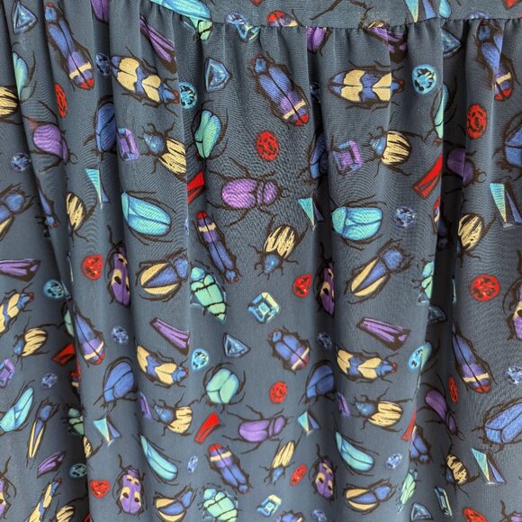 Jewel & Insect/Beetle patterned, short sleeved, mini dress with mesh panel - S - Picture 7 of 8